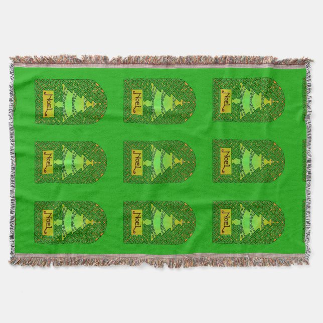 Celtic Christmas Tree Throw Blanket (Front)