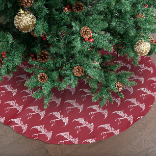 Celtic Christmas Tribal Dragon Red White Brushed Polyester Tree Skirt