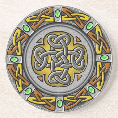 Celtic circle _ steel and leather coaster