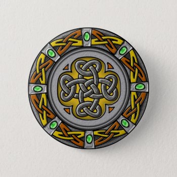 Celtic Circle - Steel And Leather Pinback Button by YANKAdesigns at Zazzle