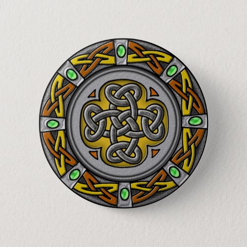 Celtic circle _ steel and leather pinback button