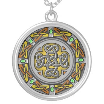 Celtic Circle - Steel And Leather Silver Plated Necklace by YANKAdesigns at Zazzle