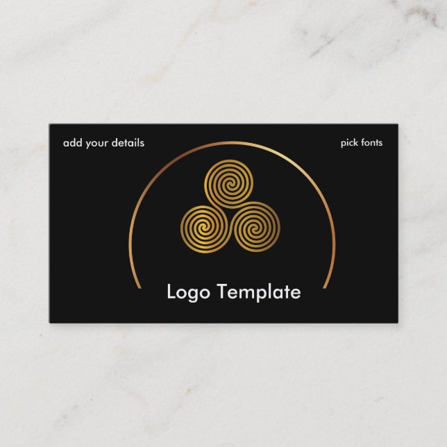 Celtic Circles of Gold Simple Logo Business Card (Front)