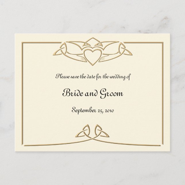 Celtic Claddagh Save the Date Postcards (Front)