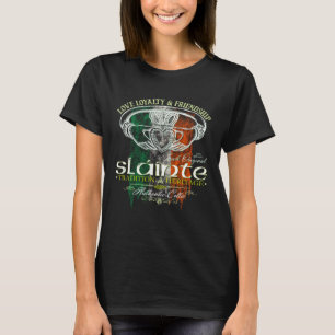 Celtic Claddagh Slainte Grunge Irish Flag St Patri T-Shirt