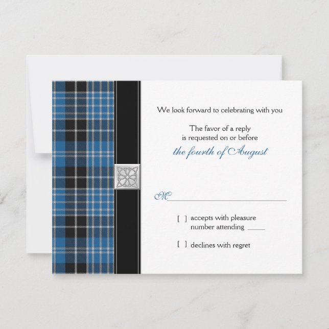 Celtic  Clark Tartan Wedding RSVP Reply (Front)