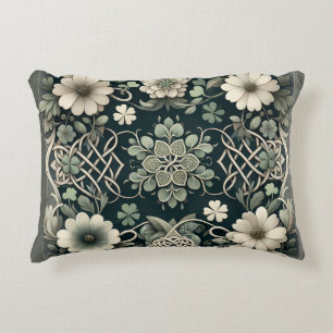 Celtic Clover Floral Charm Accent Pillow