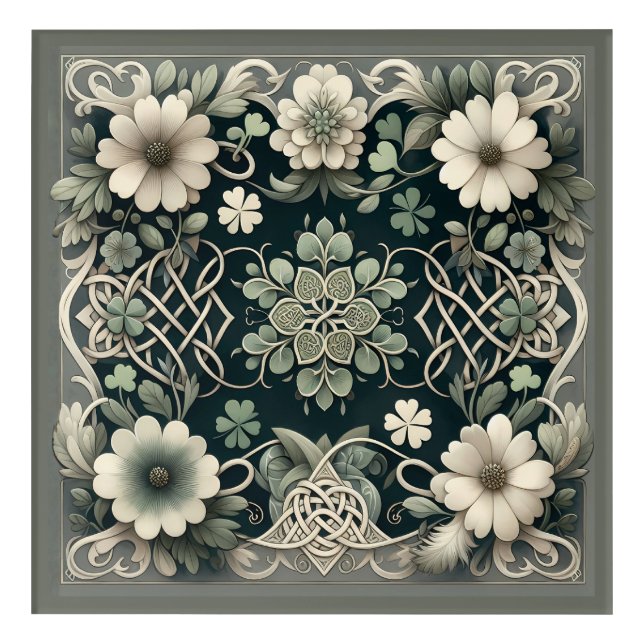 Celtic Clover Floral Charm Acrylic Print (Front)