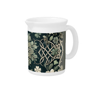 Celtic Clover Floral Charm Beverage Pitcher