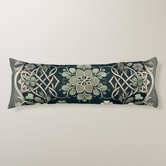 Celtic Clover Floral Charm Body Pillow (Front)