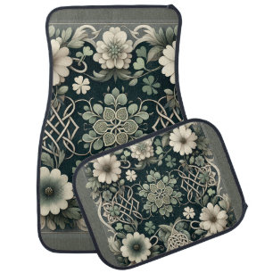 Celtic Clover Floral Charm Car Floor Mat