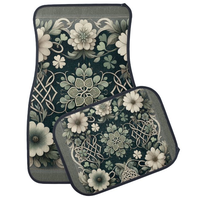 Celtic Clover Floral Charm Car Floor Mat (Set)