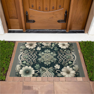 Celtic Clover Floral Charm Doormat
