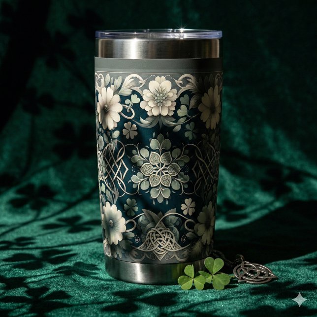 Celtic Clover Floral Charm Insulated Tumbler (Celtic Clover Floral Charm Insulated Tumbler MOckup A)