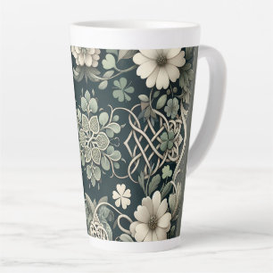 Celtic Clover Floral Charm Latte Mug