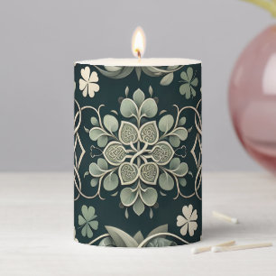Celtic Clover Floral Charm Pillar Candle