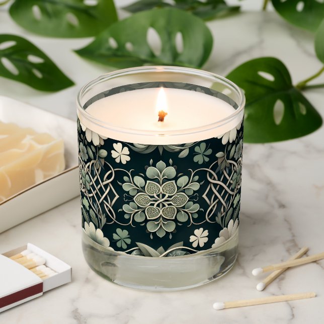 Celtic Clover Floral Charm Scented Candle (Lit)