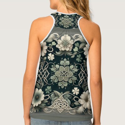 Celtic Clover Floral Charm Tank Top