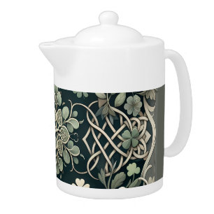 Celtic Clover Floral Charm Teapot