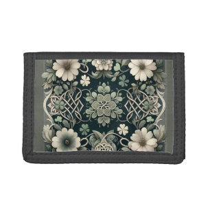 Celtic Clover Floral Charm Tri-fold Wallet