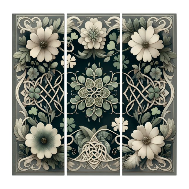 Celtic Clover Floral Charm Triptych (Front)