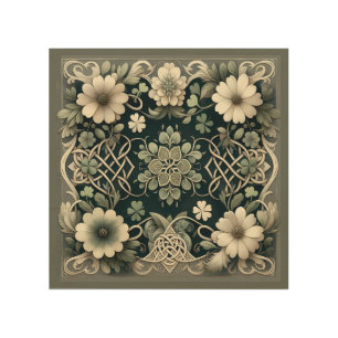 Celtic Clover Floral Charm Wood Wall Art
