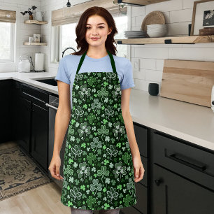 Celtic Clover Pattern Green Irish Hearts Apron