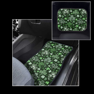 Celtic Clover Pattern Green Irish Hearts Car Floor Mat