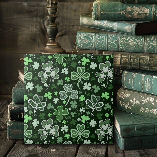 Celtic Clover Pattern Green Irish Hearts Ceramic Tile (Creator Uploaded)