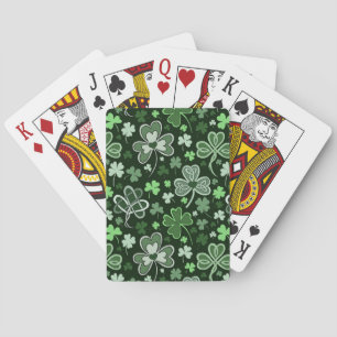 Celtic Clover Pattern Green Irish Hearts Poker Cards