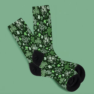 Celtic Clover Pattern Green Irish Hearts Socks