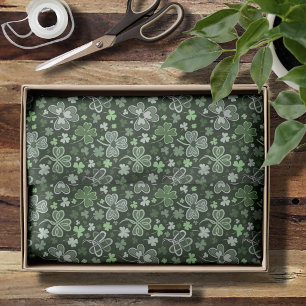 Celtic Clover Pattern Green Irish Hearts Tissue Paper