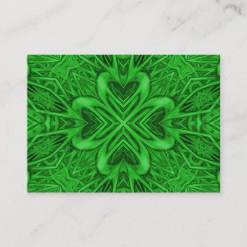 Celtic Clover Vintage Green Fractal Kaleidoscope Business Card