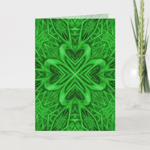 Celtic Clover Vintage Green Fractal Kaleidoscope Card