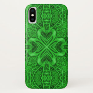 Celtic Clover Vintage Green Fractal Kaleidoscope iPhone X Case