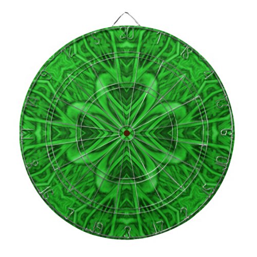 Celtic Clover Vintage Green Fractal Kaleidoscope Dartboard