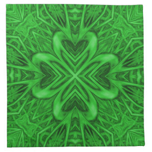 Celtic Clover Vintage Green Fractal Kaleidoscope Napkin