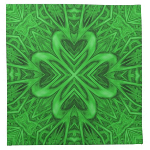 Celtic Clover Vintage Green Fractal Kaleidoscope Napkin