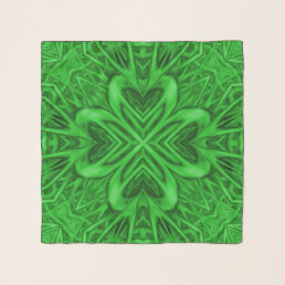 Celtic Clover Vintage Green Fractal Kaleidoscope Scarf
