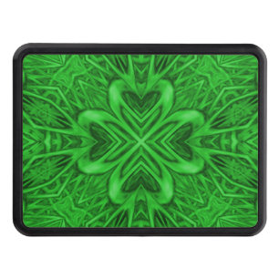 Celtic Clover Vintage Green Fractal Kaleidoscope Tow Hitch Cover