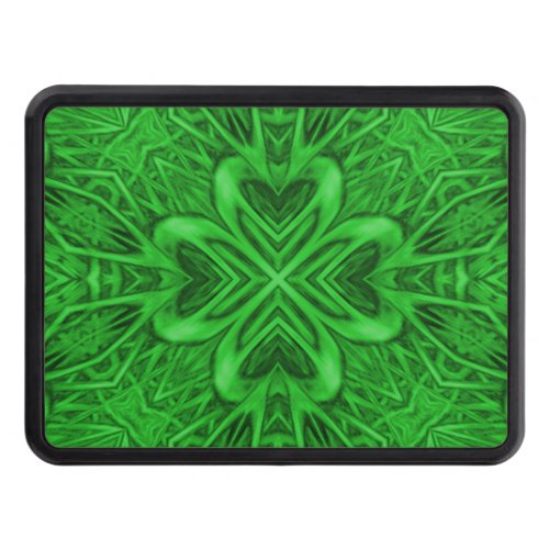Celtic Clover Vintage Green Fractal Kaleidoscope Tow Hitch Cover