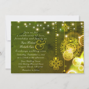 Celtic Clovers and String Lights Wedding Invitation