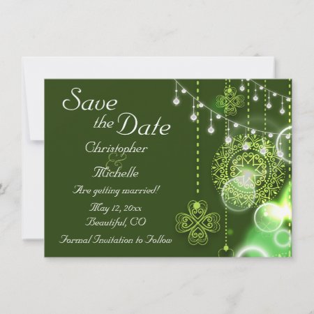Celtic Clovers Irish Save The Date Wedding Invitation