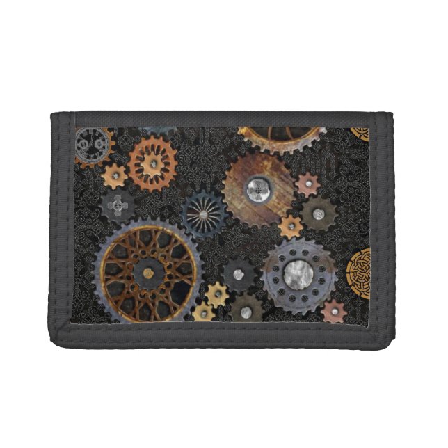 Celtic Cogs and Gears Tri-fold Wallet (Front)