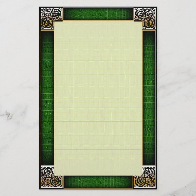 "Celtic Corners Six" Fine Lined Stationery (Front)