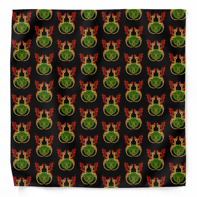 Celtic Crescent Moon And Dragons Bandana (Front)