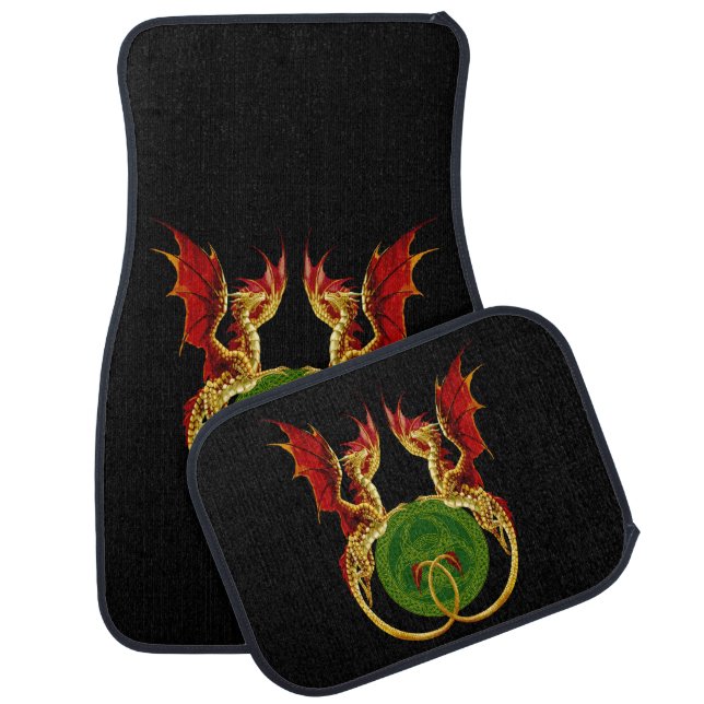 Celtic Crescent Moon And Dragons Car Floor Mat (Set)