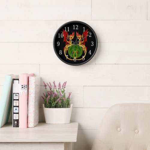 Celtic Crescent Moon And Dragons Clock
