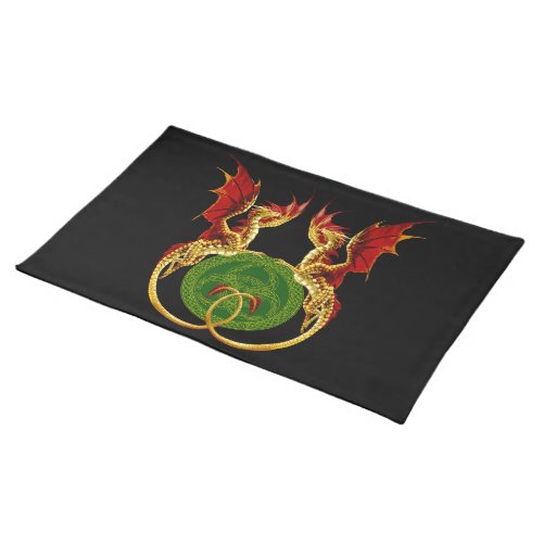 Celtic Crescent Moon And Dragons Cloth Placemat