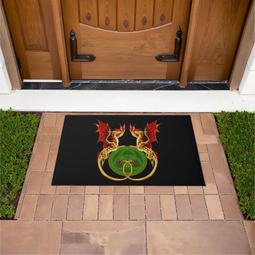Celtic Crescent Moon And Dragons Doormat